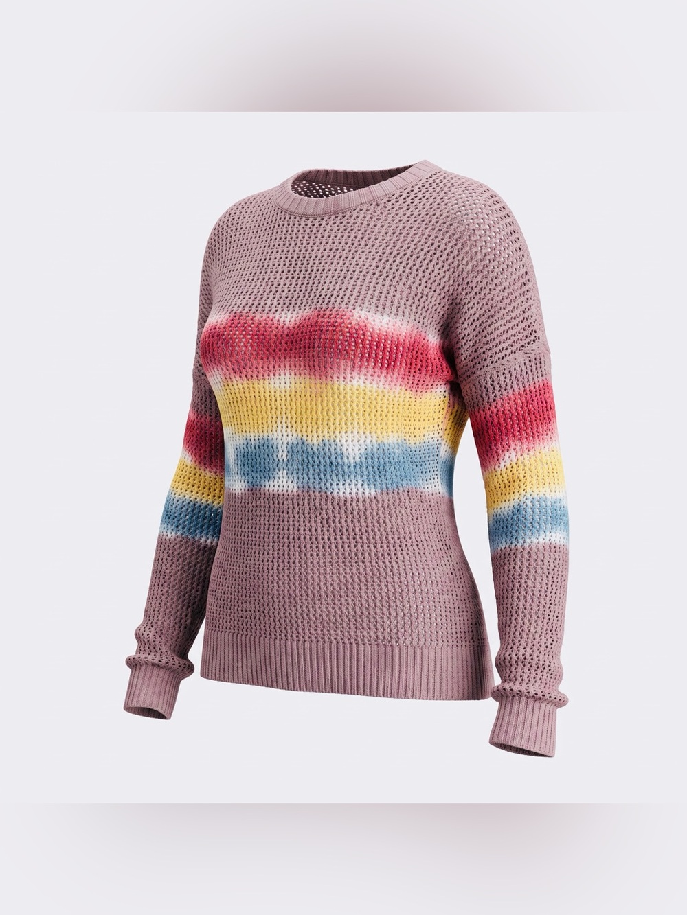 Knox Rose Dusty Purple Crewneck Sweater with Stripes - Size Small, Like New